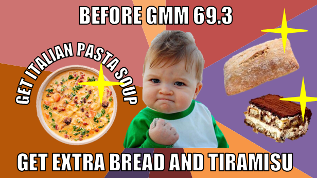 Dinner before GMM 69.3